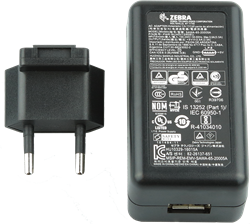 Netvoeding met USB aansluiting voor  EC30, MC34xx, MC93xx, RFD40, TCxx